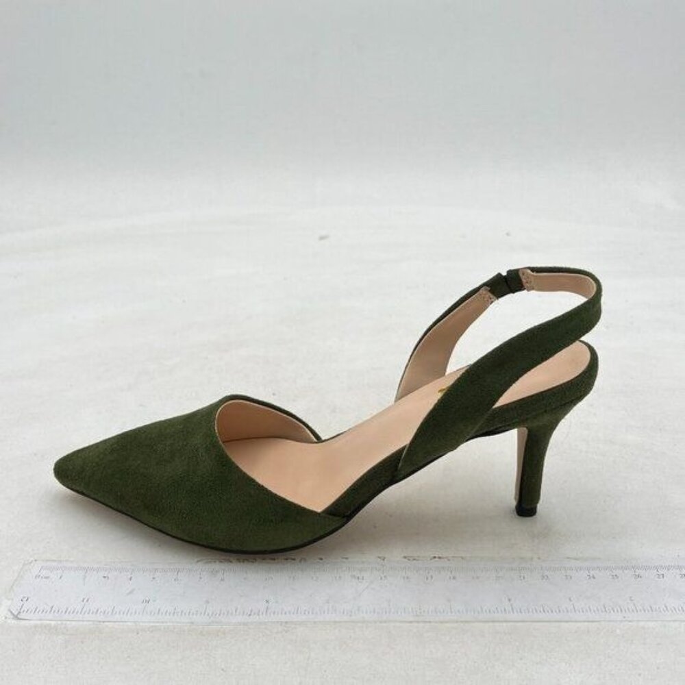 FSJ Womens Wedding Comfortable Buckle Dress Suede Pointed Toe Backstrap Stiletto